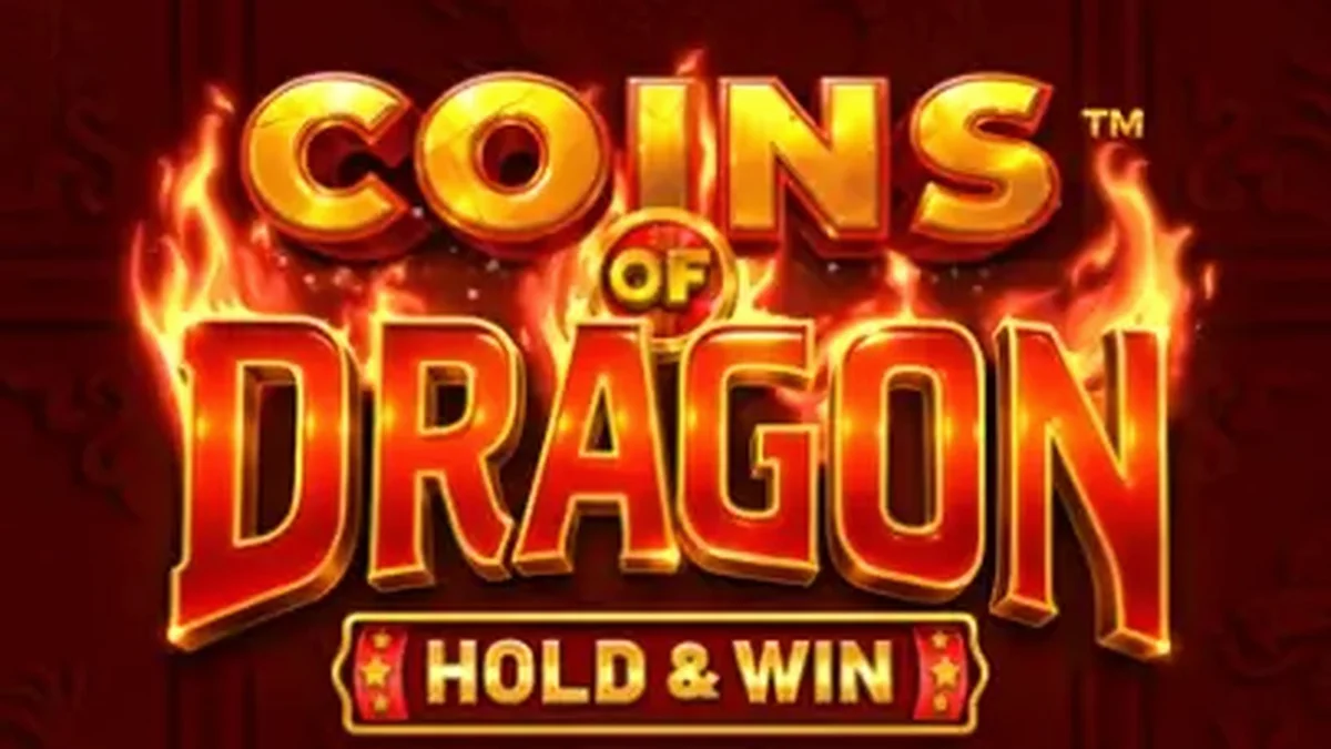 Captura de tela do jogo Coins of Dragon Hold & Win, mostrando a grade 3x3 com símbolos asiáticos e o dragão dourado.